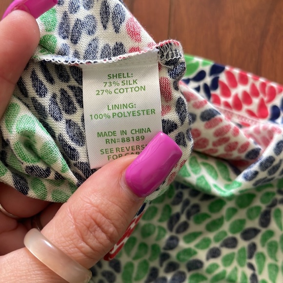 Lilly Pulitzer Green and Blue Silk Blend Half Sleeve Midi Pleated A Line Dress - Picture 7 of 8